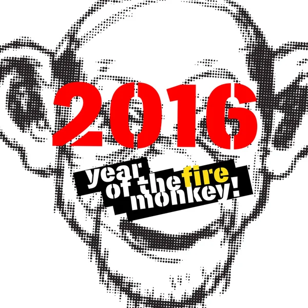 Maymun yeni yıl çizim — Stok Vektör