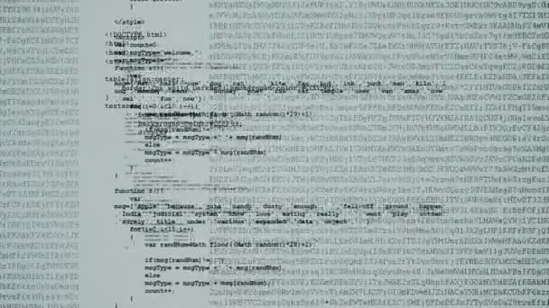Macchina fotografica muoversi attraverso pezzi di codice sorgente del software — Video Stock