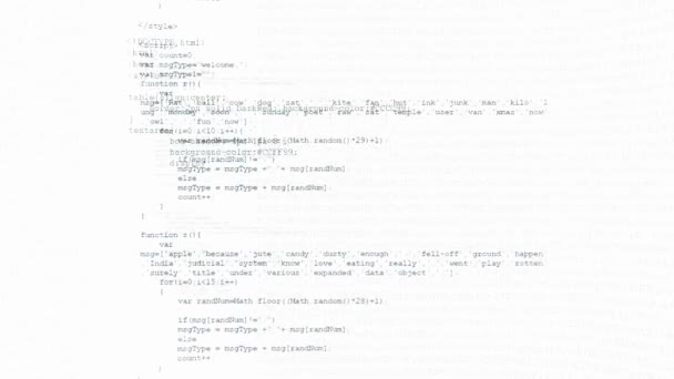 Камера перемещается через части исходного кода программного обеспечения — стоковое видео