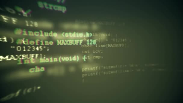 Programovací kód spouštějící terminál obrazovky počítače — Stock video