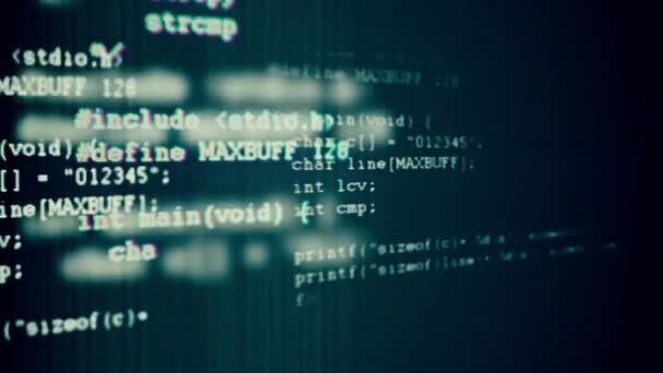 Programmeringskod som kör nerför en datorterminal — Stockvideo