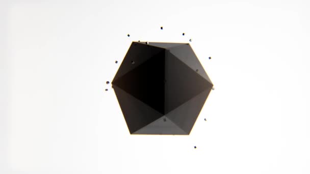 Icosahedron figure floating with particles loop — Stock Video