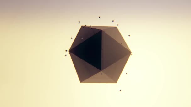 Icosahedron figure floating with particles loop — Stock Video