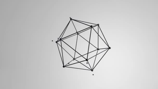 Figura di Icosaedro galleggiante con anello di particelle — Video Stock