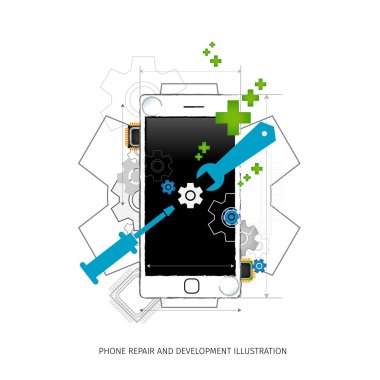 Mobile repair and development illustration clipart