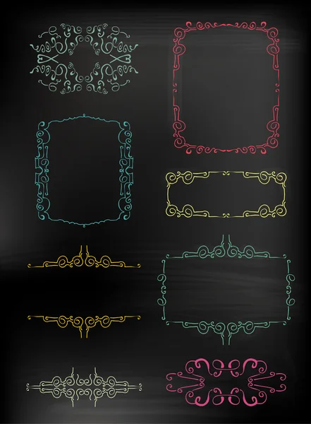 Набор элементов каллиграфического дизайна на доске — стоковый вектор