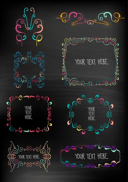 Chalkboard set of calligraphic design elements — Stock Vector