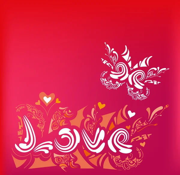 Love Texto con elementos de diseño floral — Vector de stock
