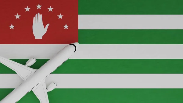 Top Down View of a Plane in the Corner on Top of the Country Flag of Abkhazia