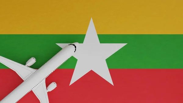 Top View Plane Corner Top Country Flag Burma Myanmar — Stock Photo, Image