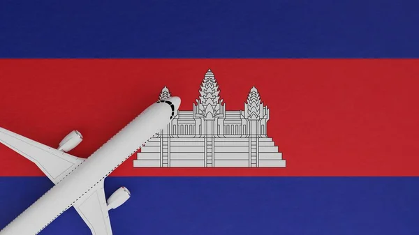 Top Widok Samolotu Rogu Szczycie Flagi Kraju Kambodży — Zdjęcie stockowe