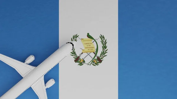 Vista Cima Para Baixo Avião Canto Topo Bandeira País Guatemala — Fotografia de Stock