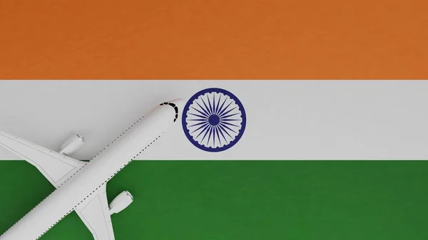 Vista Cima Para Baixo Avião Canto Topo Bandeira País Índia — Fotografia de Stock