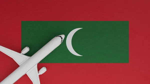 Maldivler Bayrağının Üstten Aşağı Köşesinde Bir Uçağın Görünümü — Stok fotoğraf