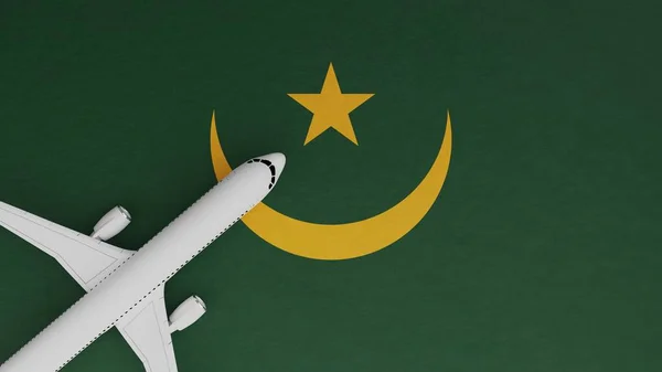 Top Vista Avião Canto Topo Bandeira País Mauritânia — Fotografia de Stock
