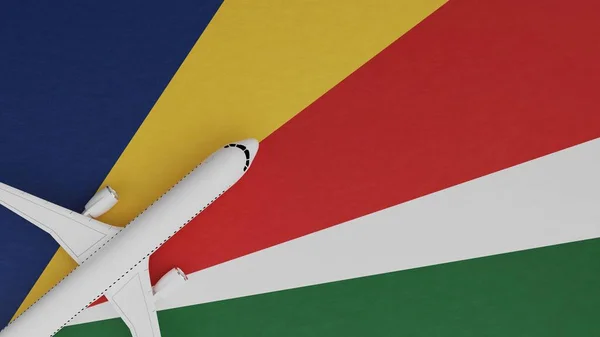 Top View Plane Corner Top Country Flag Seychelles — Stock Photo, Image