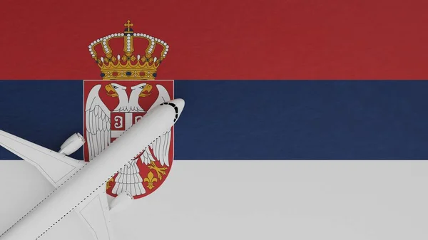 Vista Arriba Hacia Abajo Avión Esquina Parte Superior Bandera Serbia Imágenes de stock libres de derechos