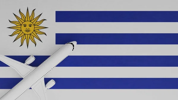 Vista Cima Para Baixo Avião Canto Topo Bandeira País Uruguai — Fotografia de Stock