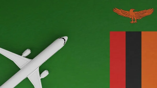 Top View Plane Corner Top Country Flag Zambia — Stock Photo, Image