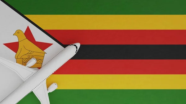 Top View Plane Hörnet Toppen Landets Flagga Zimbabwe — Stockfoto