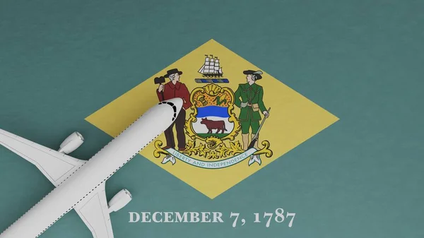 Vista Arriba Hacia Abajo Avión Esquina Parte Superior Bandera Delaware — Foto de Stock