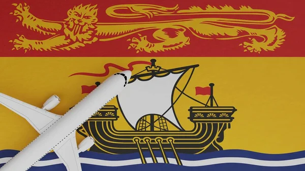Top Down View of a Plane in the Corner on Top of the Flag of New Brunswick