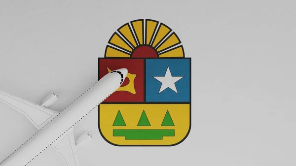 Top Down View of a Plane in the Corner on Top of the Flag of Quintana Roo