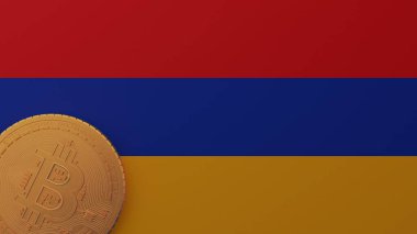 Ermenistan Bayrağının Sol Altında Altın Bitcoin
