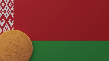 Belarus Bayrağının Sol Altında Altın Bitcoin