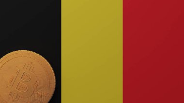 Belçika Bayrağının Sol Altında Altın Bitcoin
