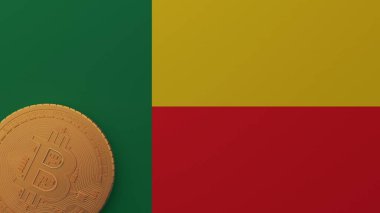 Altın Bitcoin Benin bayrağının sol alt köşesinde