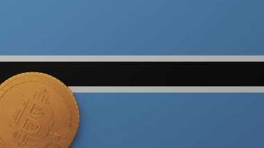 Botsvana Bayrağının Sol Altında Altın Bitcoin