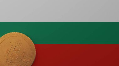 Bulgaristan Bayrağının Sol Altında Altın Bitcoin