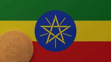 Etiyopya Bayrağının Sol Altında Altın Bitcoin