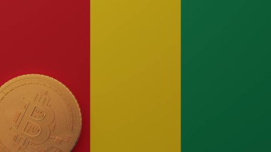 Altın Bitcoin Gine bayrağının sol alt köşesinde.