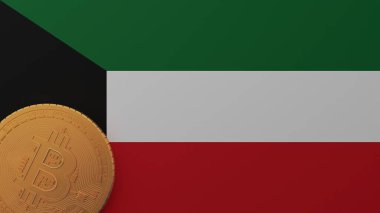 Altın Bitcoin Kuveyt bayrağının sol alt köşesinde