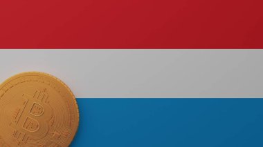 Lüksemburg Bayrağının Sol Altında Altın Bitcoin