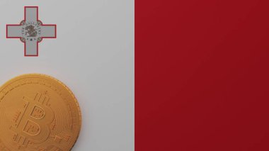 Malta Bayrağının Sol Altında Altın Bitcoin