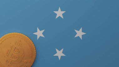 Mikronezya Bayrağının Sol Altında Altın Bitcoin