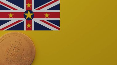 Niue Bayrağının Sol Altında Altın Bitcoin