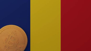 Romanya Bayrağının Sol Altında Altın Bitcoin