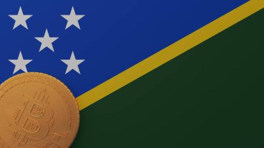 Solomon Adaları Bayrağının Sol Altında Altın Bitcoin
