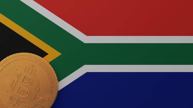 Güney Afrika Bayrağının Sol Altında Altın Bitcoin