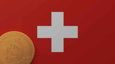 İsviçre Bayrağının Sol Altında Altın Bitcoin