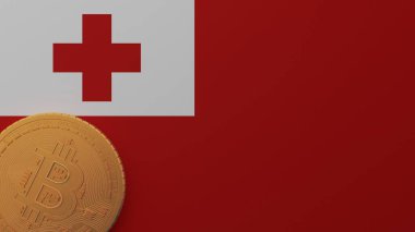 Tonga Bayrağının Sol Altında Altın Bitcoin