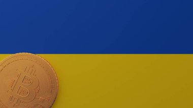Ukrayna Bayrağının Sol Altında Altın Bitcoin