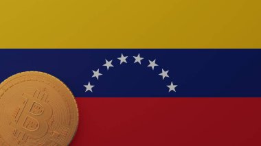 Venezuela Bayrağının Sol Altında Altın Bitcoin