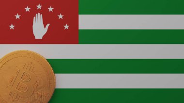 Abhazya Bayrağının Sol Altında Altın Bitcoin