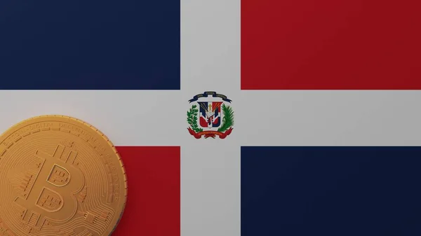 Bitcoin Ouro Canto Inferior Esquerdo Bandeira País República Dominicana — Fotografia de Stock