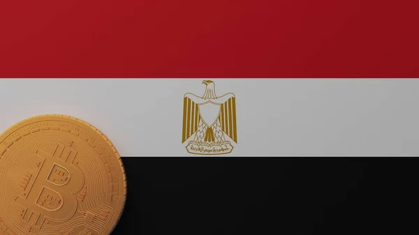 Guld Bitcoin Nederste Venstre Hjørne Landet Flag Egypten - Stock-foto